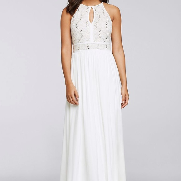 Bridal Dress White Lace Maxi Prom Gown Wedding Bride Shower Feminine Romantic - Picture 1 of 9